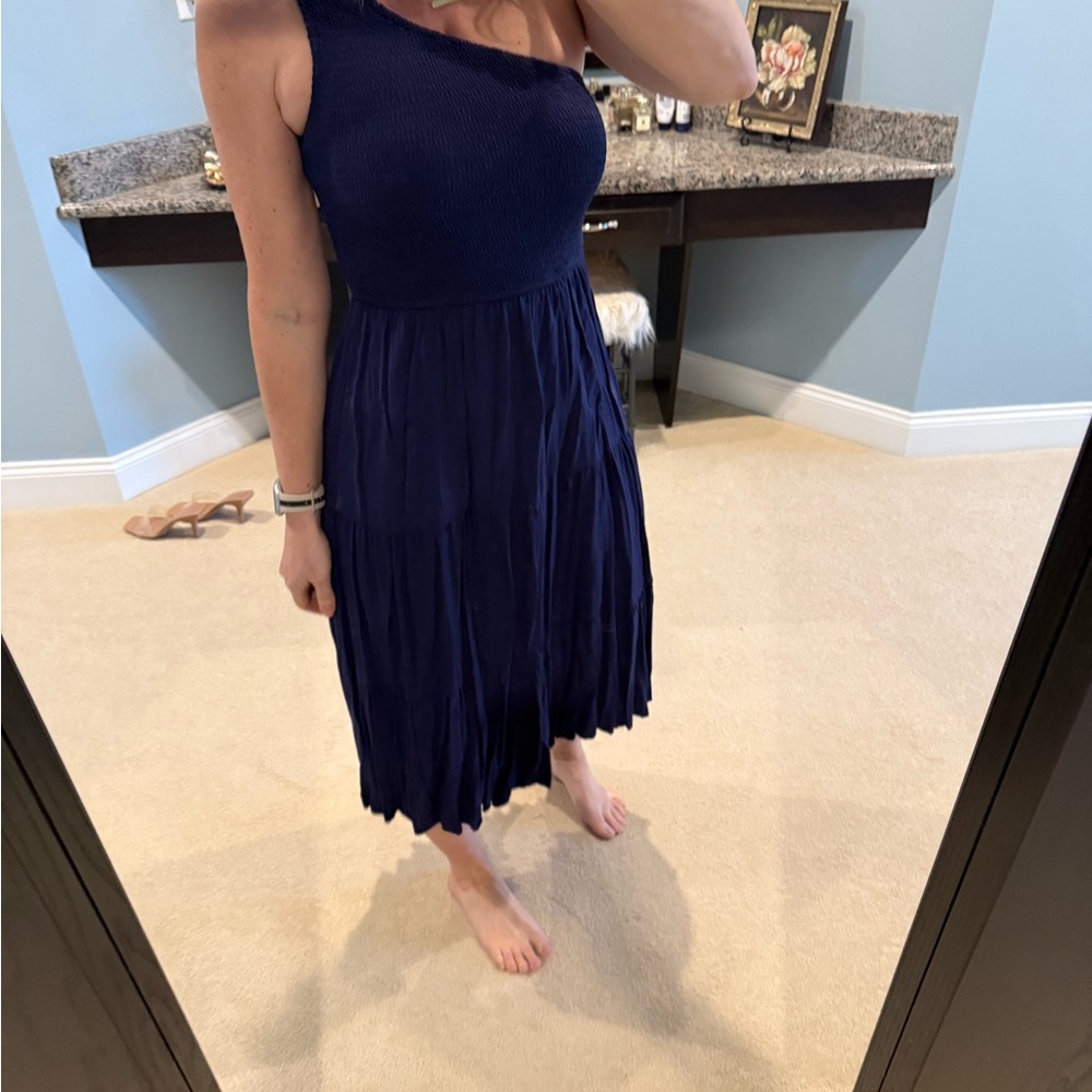 Navy Blue One-Shoulder Dress size small